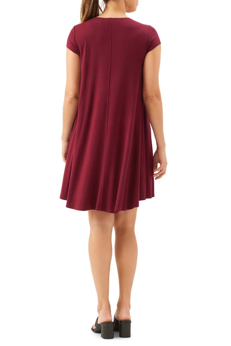 Maggie Cap Sleeve Trapeze Dress, Alternate, color, RED BURGUNDY