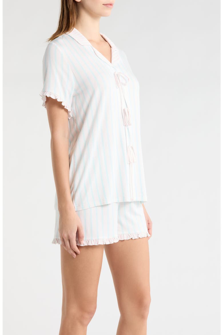 Bow Detail Stripe Short Pajamas, Alternate, color, BLUE/ PINK STRIPE
