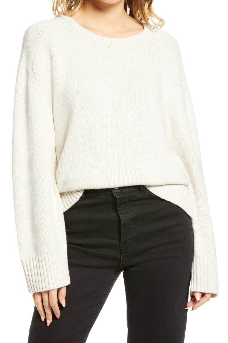 Crewneck Sweater, Main, color, BEIGE OATMEAL LIGHT HEATHER