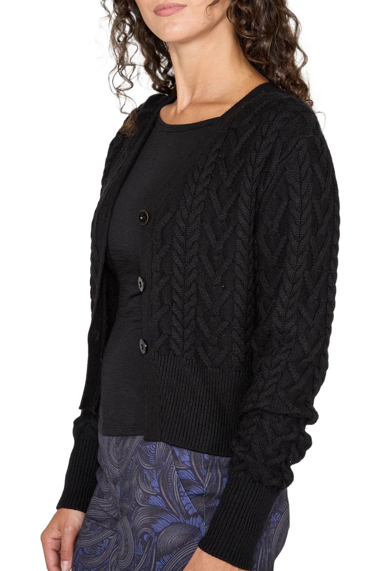 Samantha Cashmere Blend Cable Knit Cardigan Sweater, Alternate, color, Black