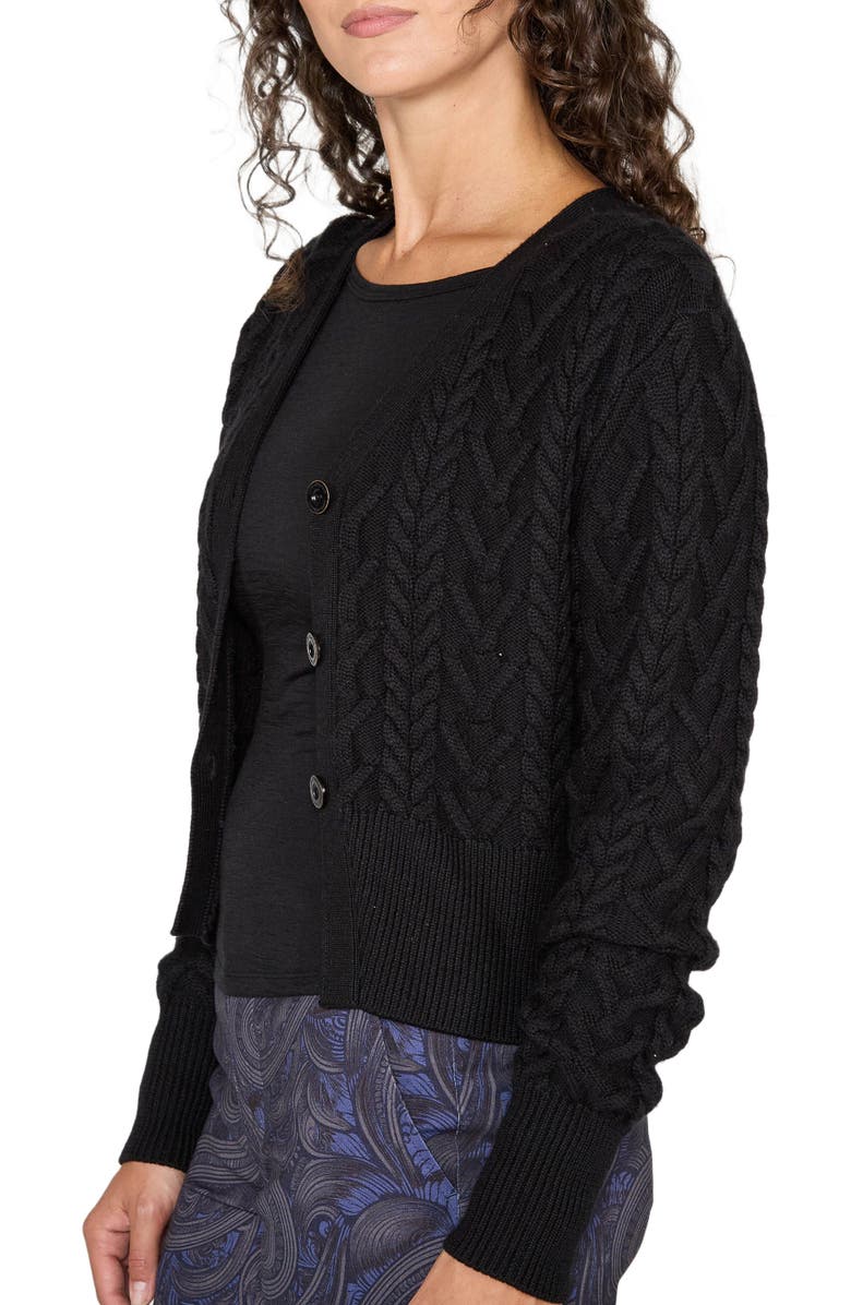 Lords of Harlech Samantha Cashmere Blend Cable Knit Cardigan Sweater, Alternate, color, Black