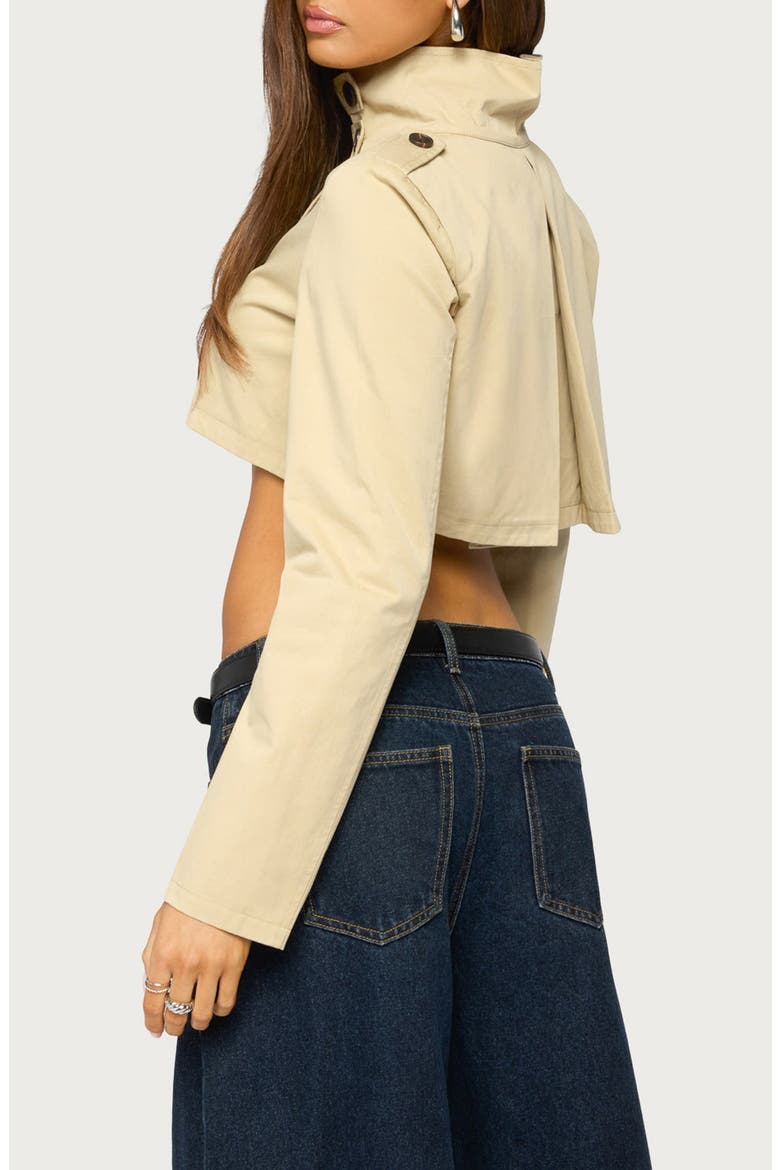 Saima High Neck Cropped Trench Jacket, Alternate, color, TAN