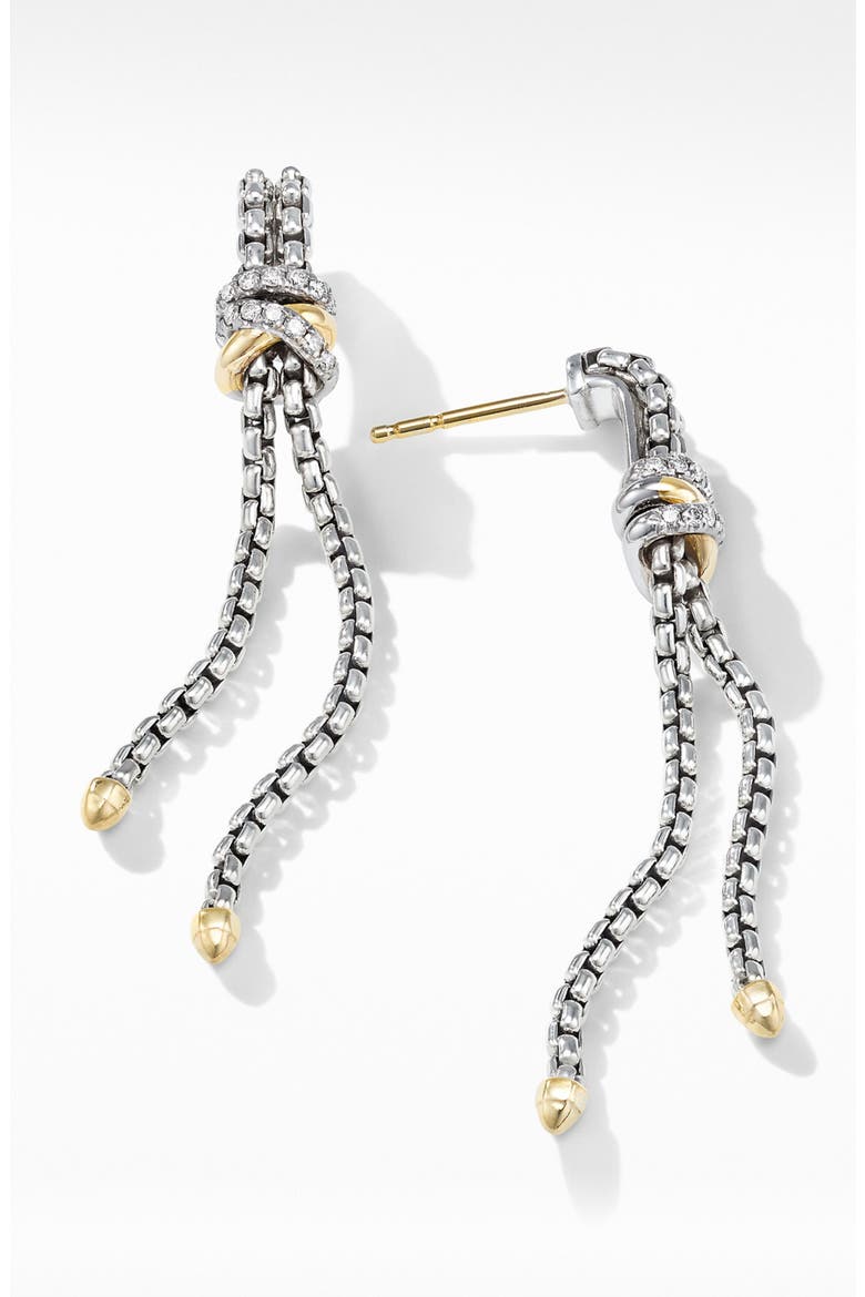 Helena Chain Drop Earrings with 18K Yellow Gold and Diamonds, Alternate, color, SILVER/ GOLD/ DIAMOND