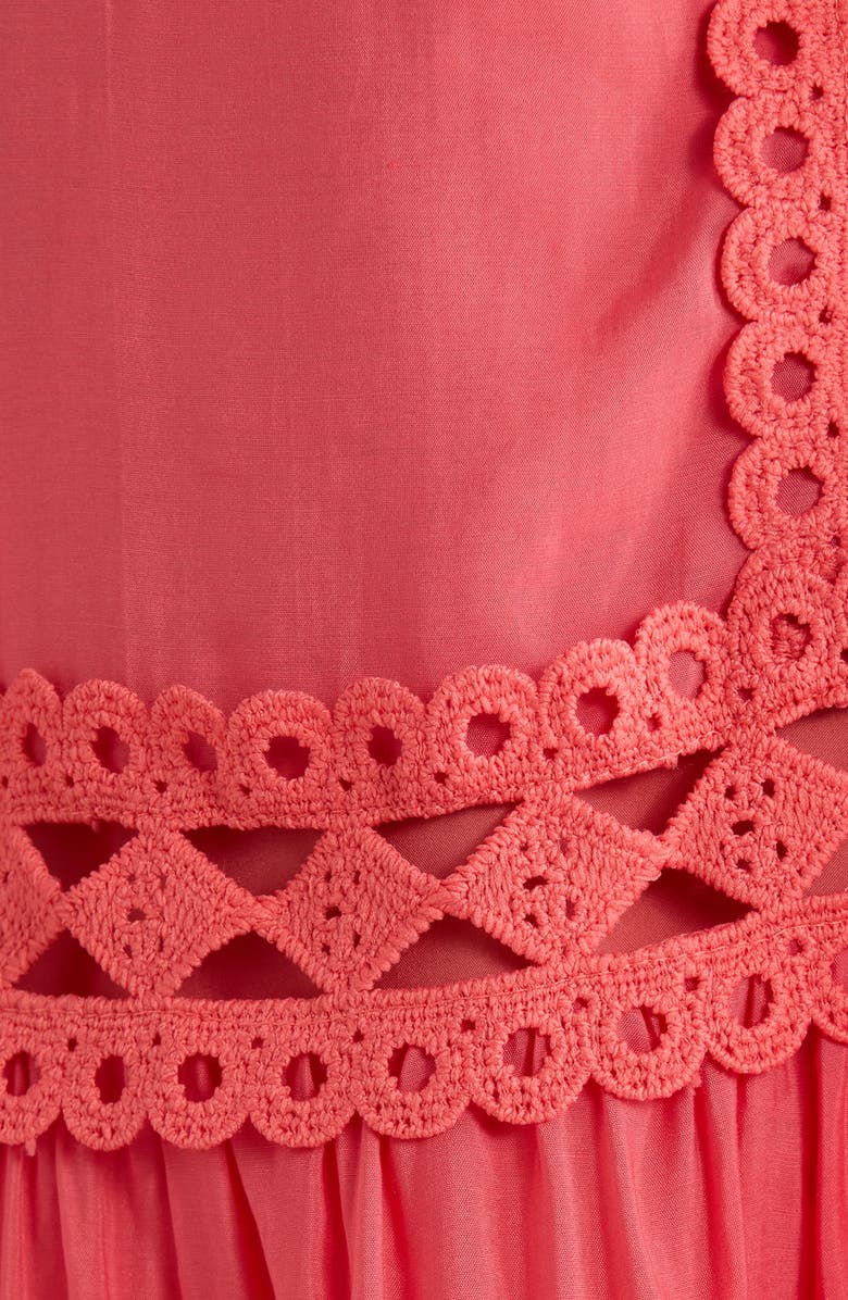 Elan Lace Trim Cover-Up Dress, Alternate, color, Pink Bright