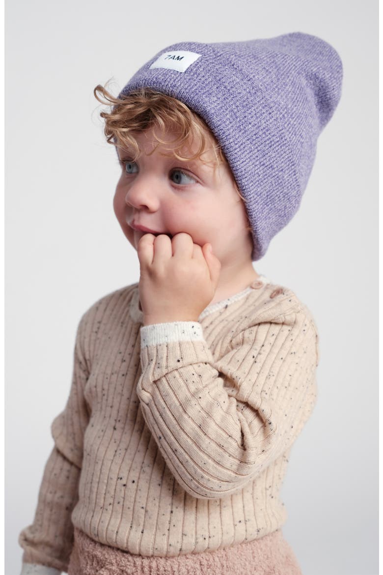 Kids' Heathered Beanie, Alternate, color, PURPLE