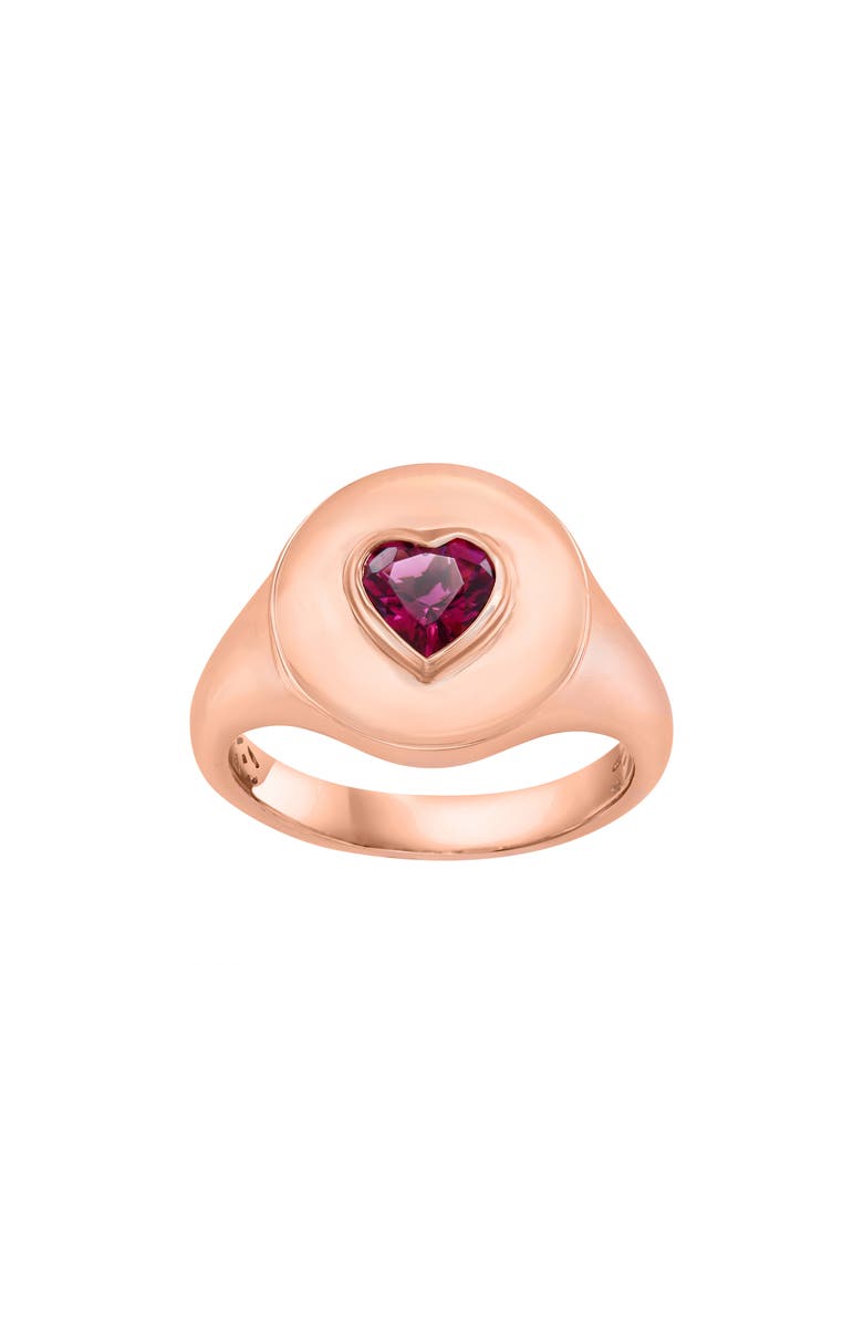 EFFY 14K Rose Gold Pink Tourmaline Heart Signet Ring, Alternate, color,