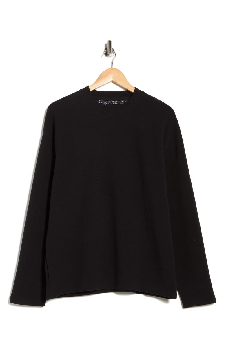 DENIM AND FLOWER Textured Long Sleeve T-Shirt, Alternate, color, Black