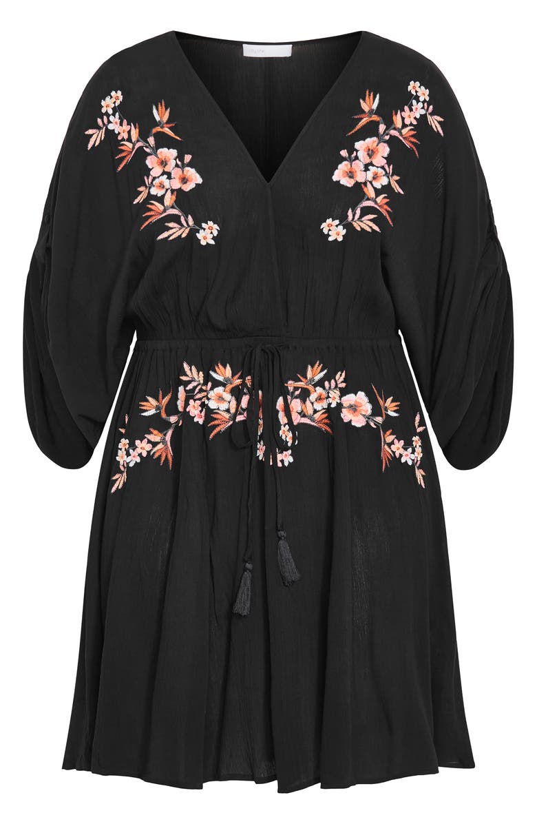 City Chic Seville Floral Embroidery Minidress, Alternate, color, Black