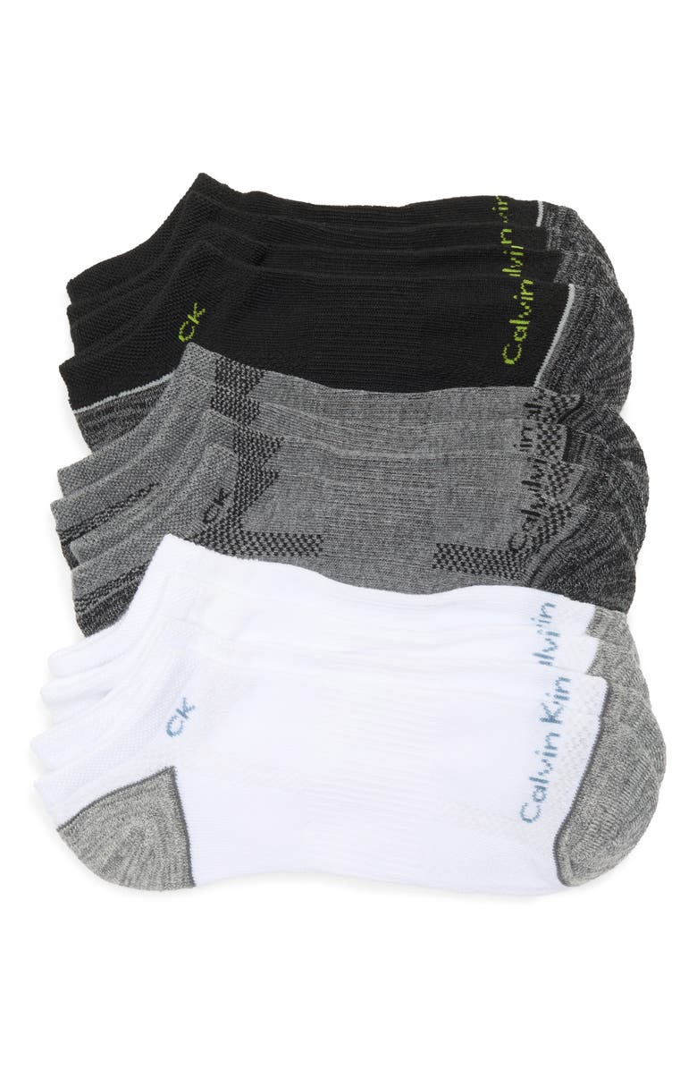 Calvin Klein 6-Pack Terry Cushion Quarter Length Socks, Main, color, Black Assorted
