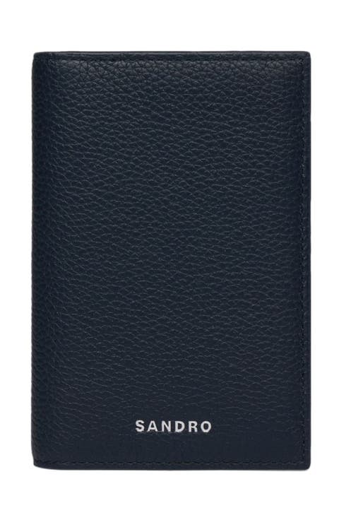 Grained leather foldable cardholder