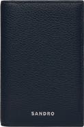 SANDRO Grained leather folding card holder