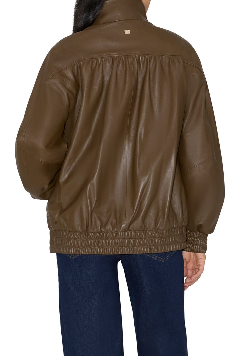 Oversize Leather Bomber Jacket, Alternate, color, ESPRESSO