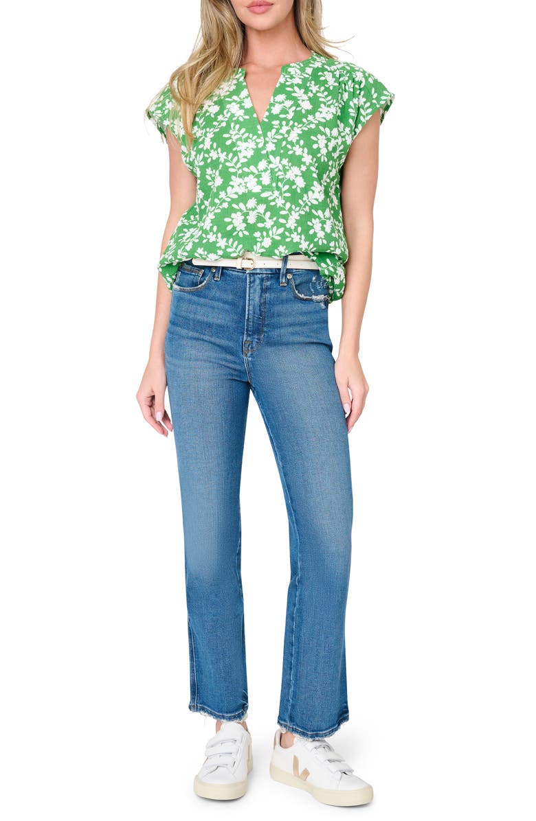 GIBSONLOOK Print Top, Alternate, color, Green Trellis