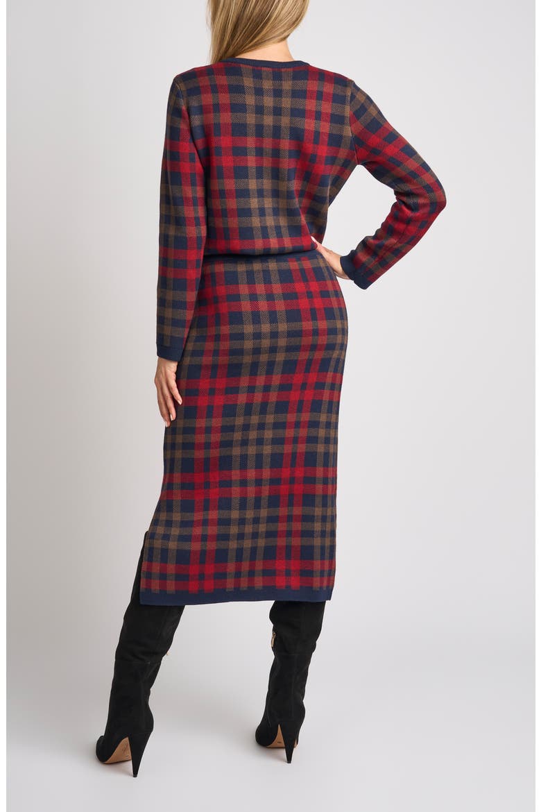 Addison Plaid Jacquard Midi Skirt, Alternate, color, INDIGO NIGHT
