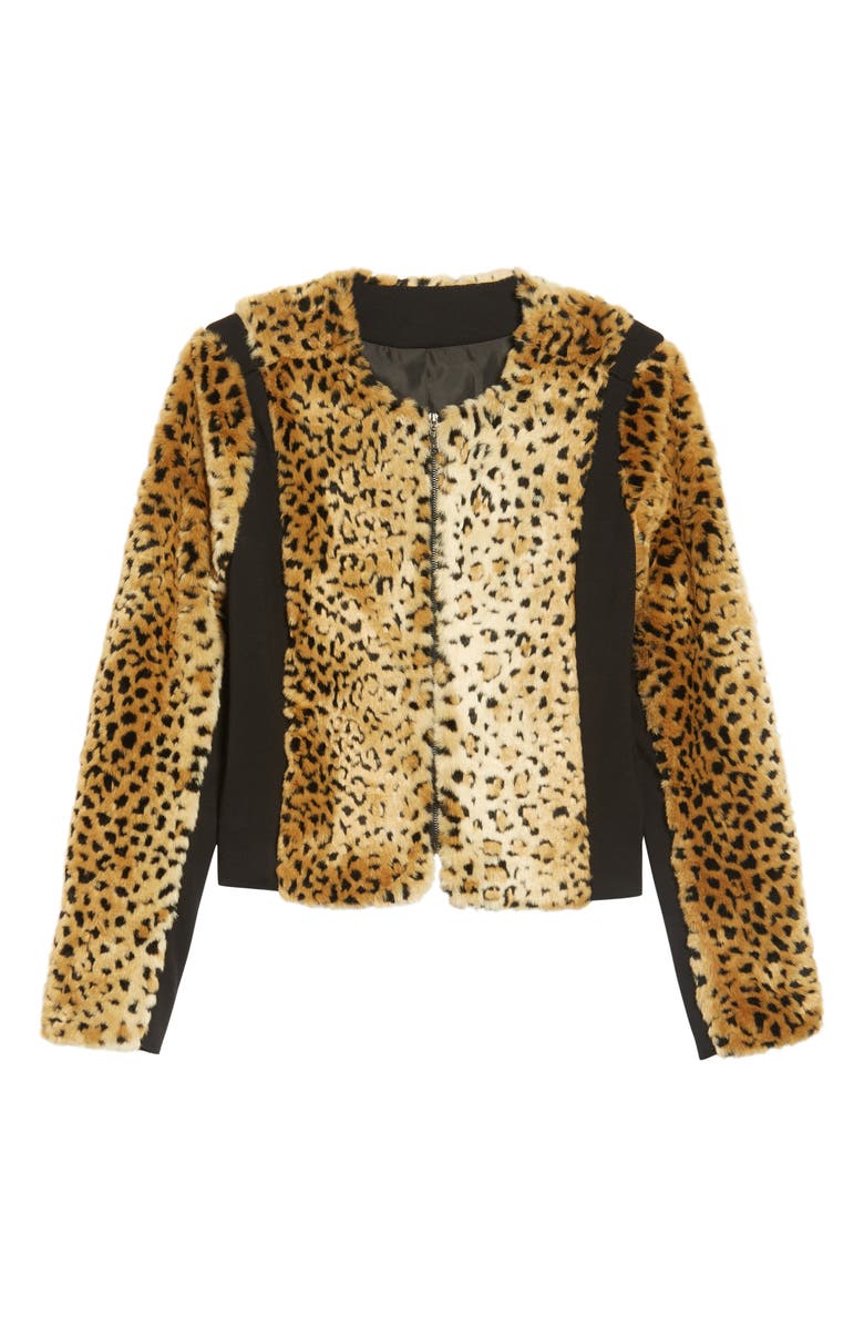 Tinsel Faux Fur Leopard Jacket, Alternate, color, 