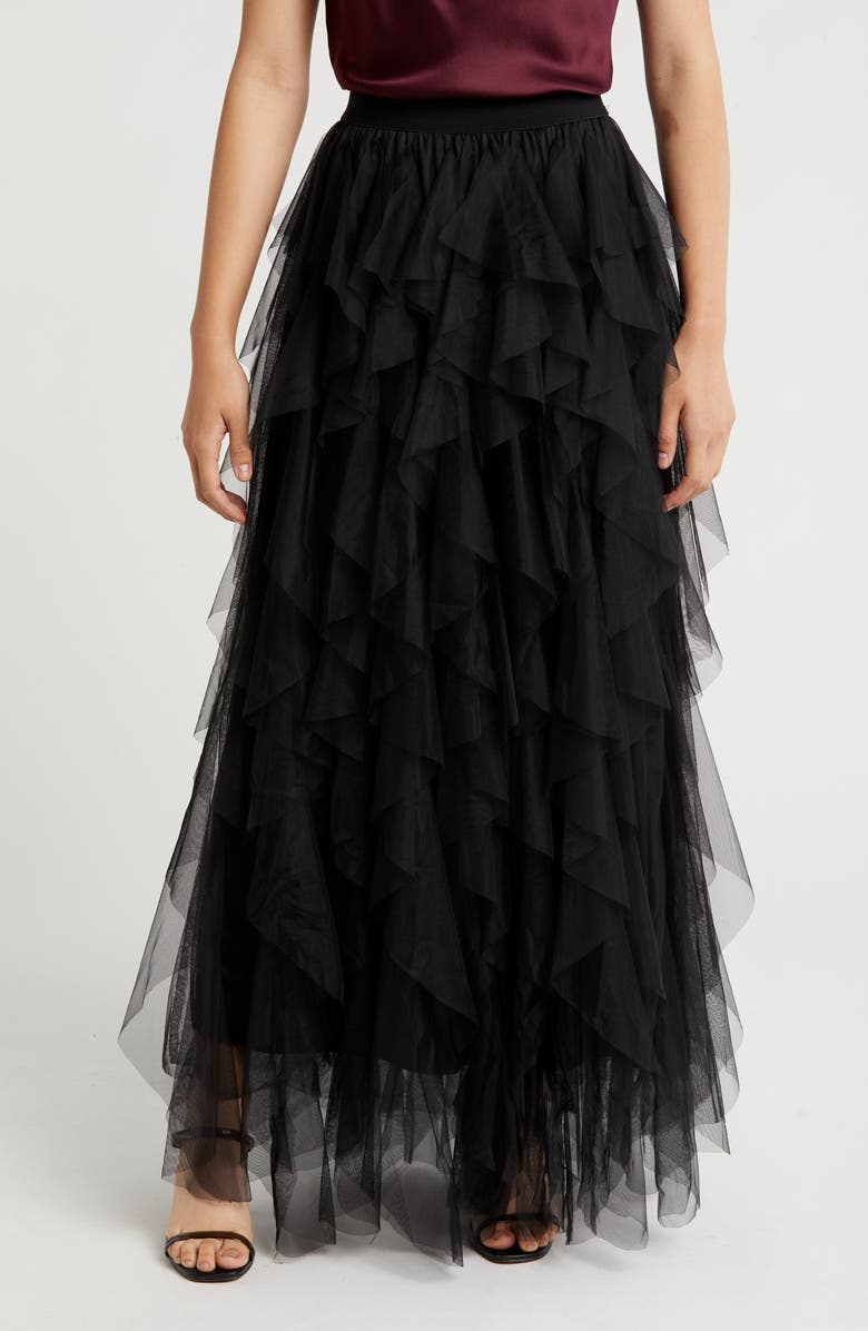 AREA STARS Ruffle Organza Skirt, Main, color, 