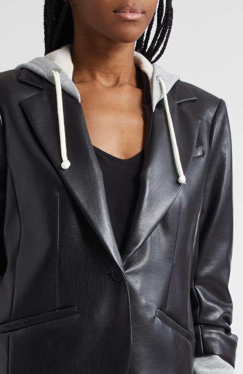 Cinq À Sept Khloe Hooded Faux Leather Jacket In Black