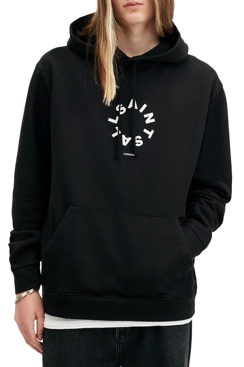 Tierra Logo Cotton French Terry Graphic Hoodie, Main, color, JET BLACK