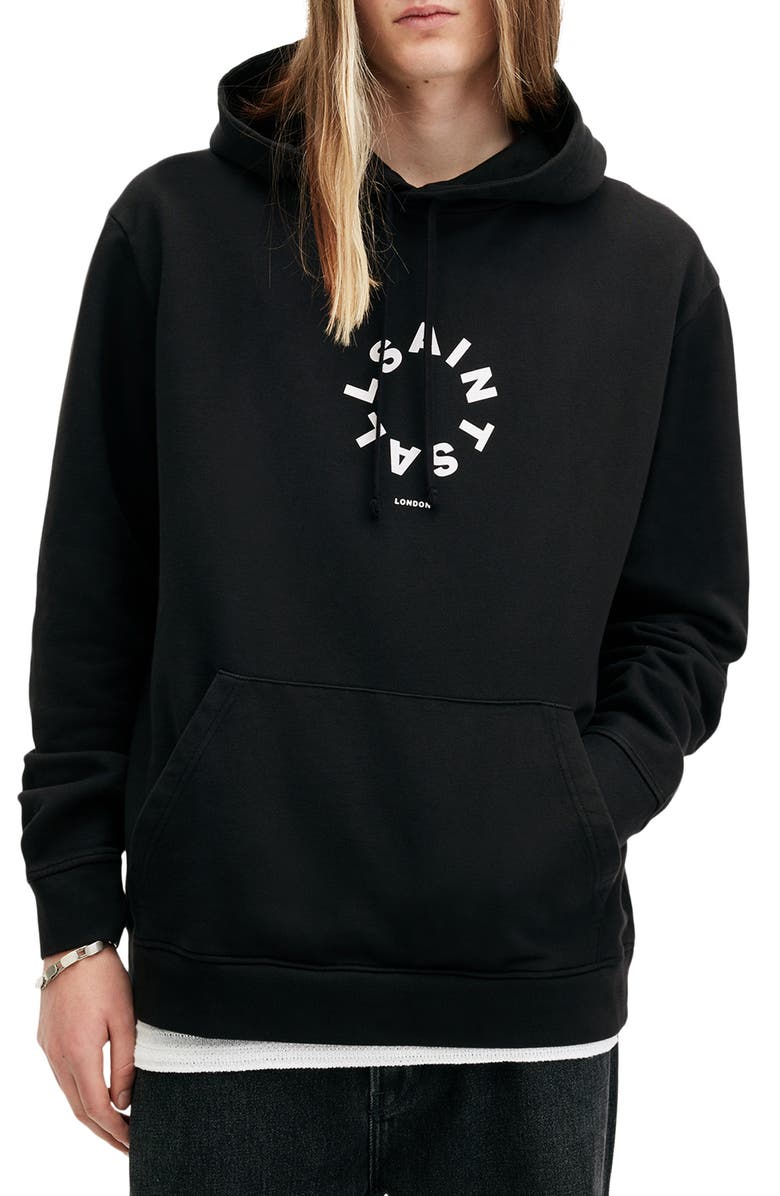 AllSaints Tierra Logo Cotton French Terry Graphic Hoodie, Main, color,
