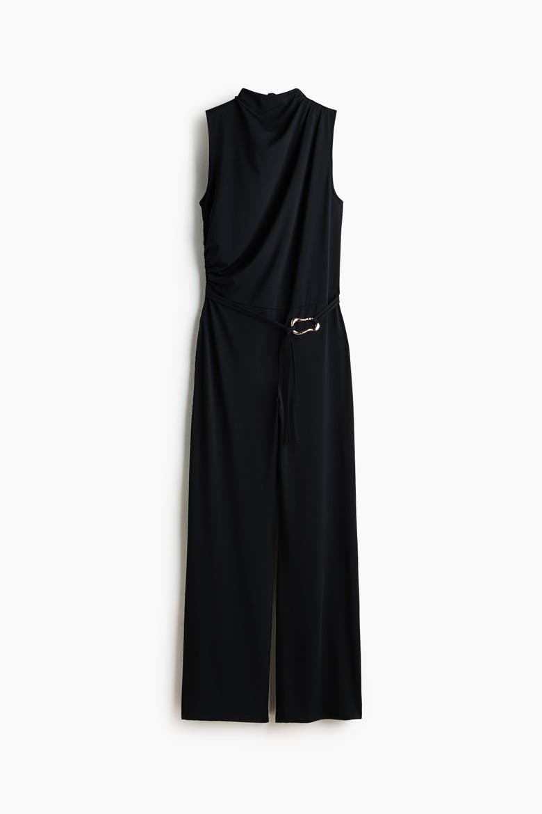 Draped Jumpsuit, Alternate, color, Black