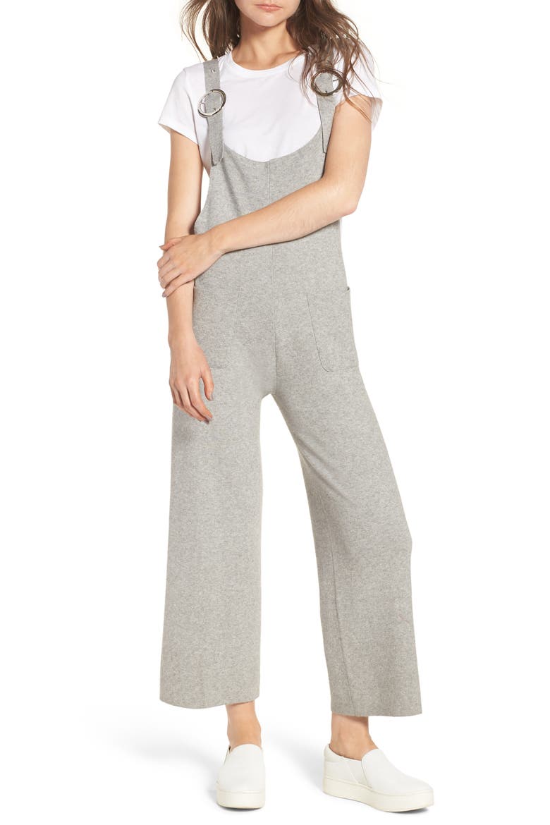 Crop Knit Jumpsuit, Main, color, LIGHT GREY