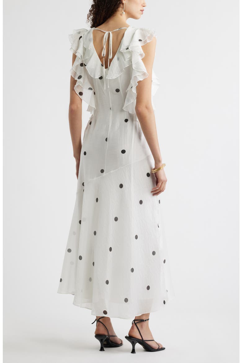 Flutter Sleeve Maxi Dress, Alternate, color, IVORY BLACK LISA DOT