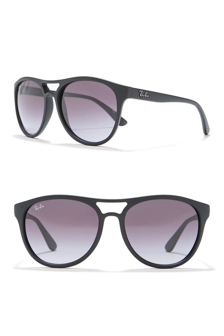 58mm Round Sunglasses, Alternate, color, BLACK