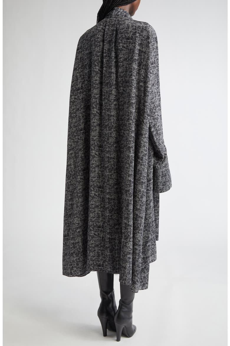 Smudge Glen Plaid Silk Crêpe de Chine Scarf Shirtdress, Alternate, color, PEWTER MULTI