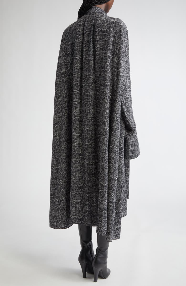 Michael Kors Collection Smudge Glen Plaid Silk Crêpe de Chine Scarf Shirtdress, Alternate, color, Pewter Multi