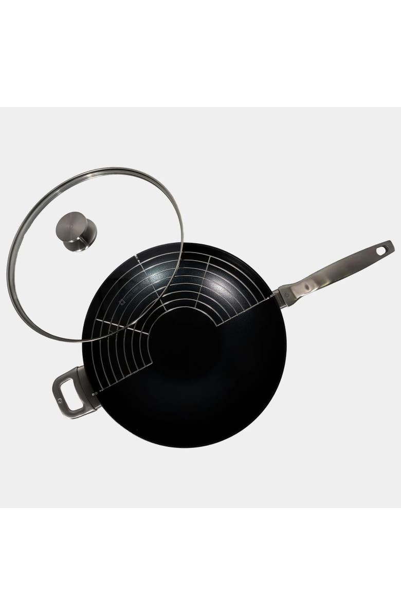 Swiss Diamond CHD Nonstick Wok with Glass Lid, 12.5-Inch, Alternate, color, Black