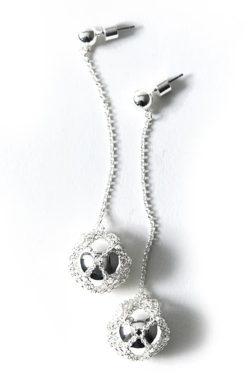Mango Threaded Ball Drop Earrings In Silver