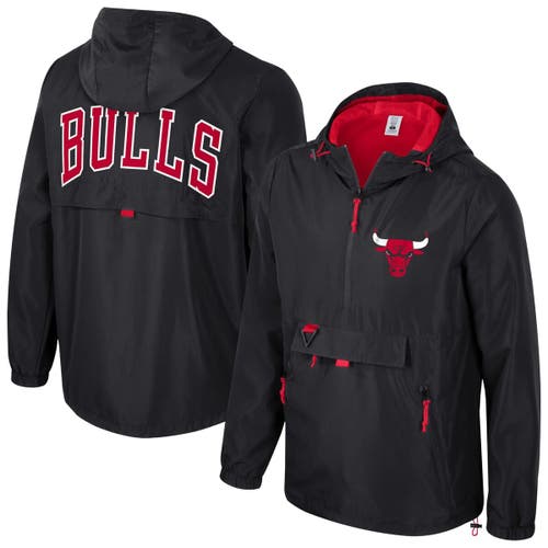 Stadium Essentials Unisex Black Chicago Bulls Compete Quarter-zip Hoodie Jacket In Multi