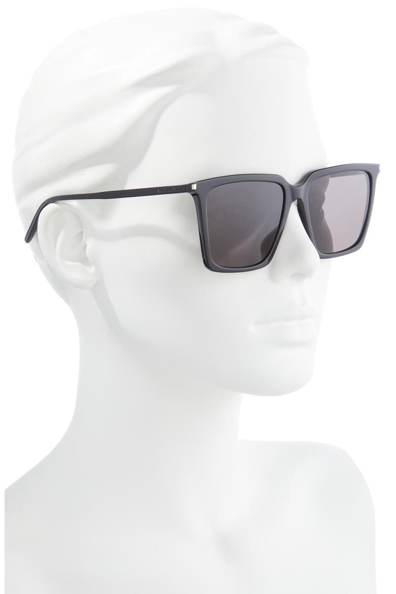 56mm Square Sunglasses, Alternate, color, BLACK