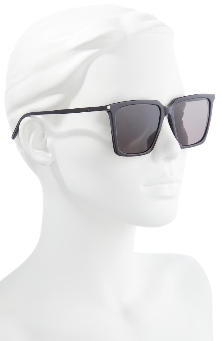 Saint Laurent 56mm Square Sunglasses, Alternate, color, Black