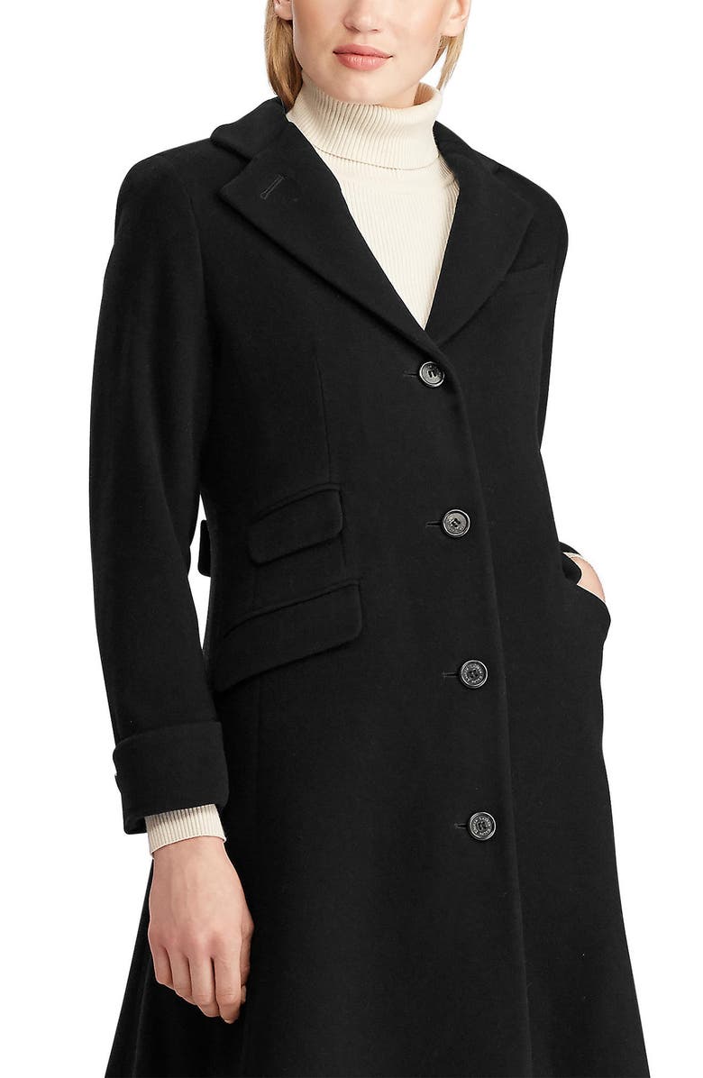 Lauren Ralph Lauren Longline Wool Blend Reefer Coat, Alternate, color, 