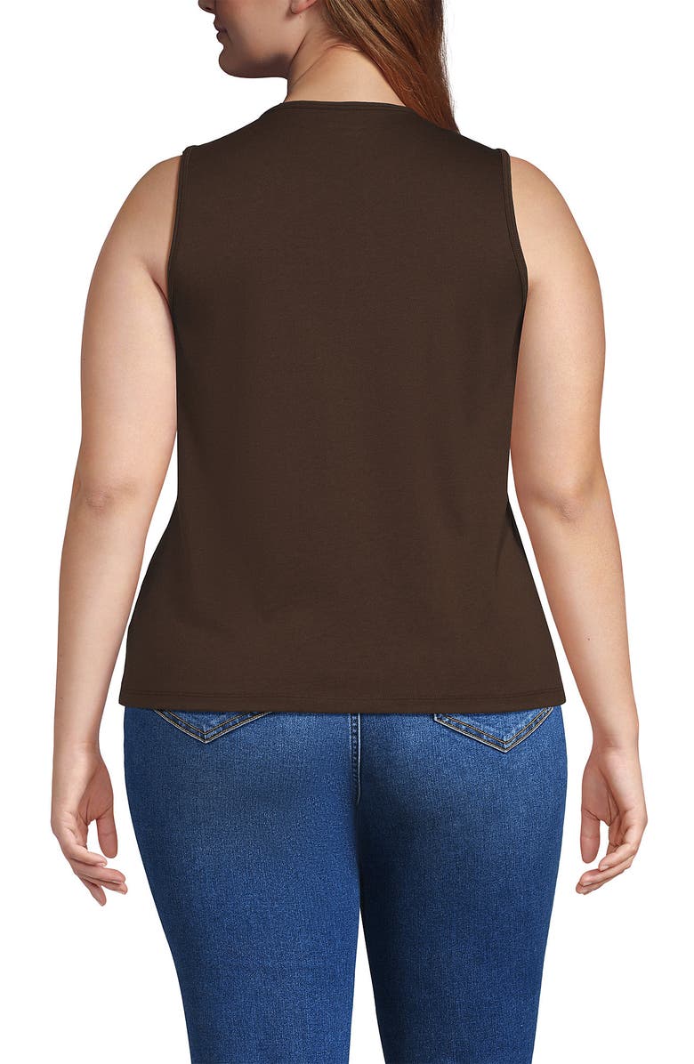 Lands' End Plus Size Supima Keyhole Tank, Alternate, color, Rich Coffee