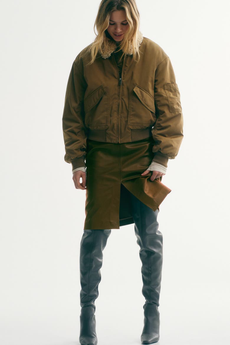 Collared Bomber Jacket, Alternate, color, Khaki green