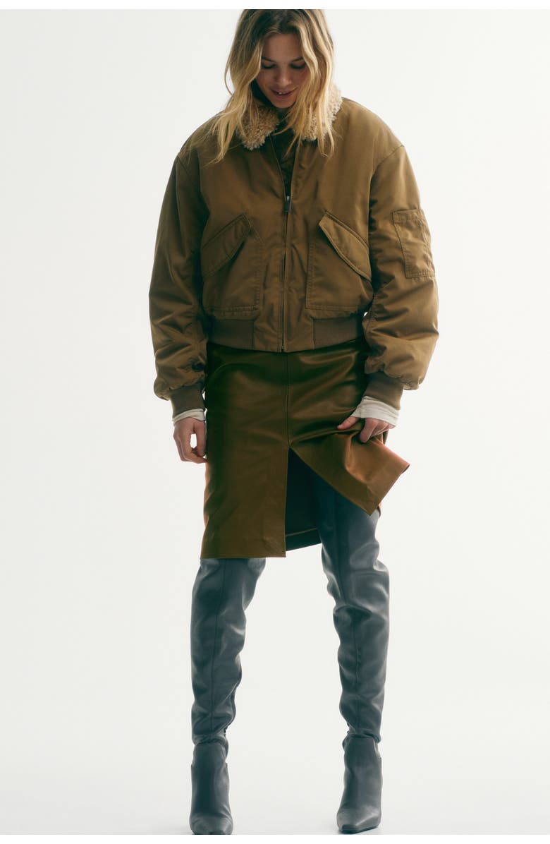 H&M Collared Bomber Jacket, Alternate, color, Khaki Green