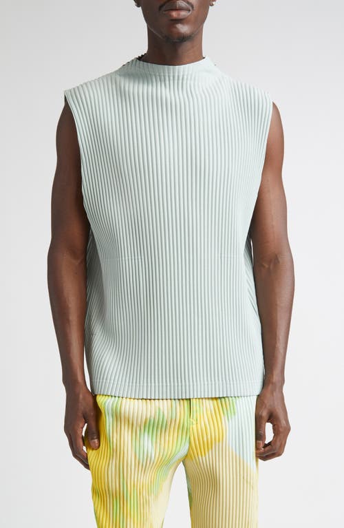 Issey Miyake Homme Plissé  Monthly Colors July Pleated Sleeveless Top In Blue