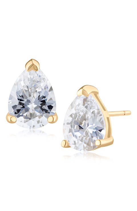 Pear Cut Cubic Zirconia Stud Earrings