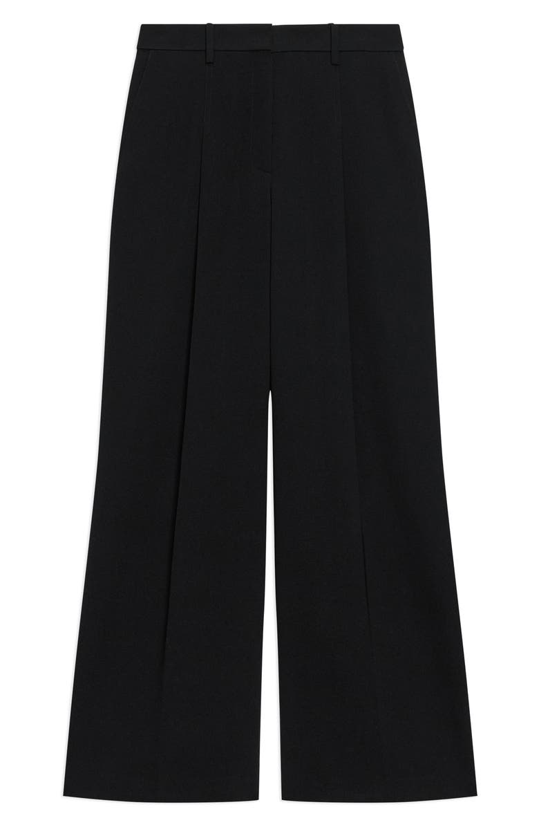 Theory Pleated High Rise Wide Leg Pants, Alternate, color, Black