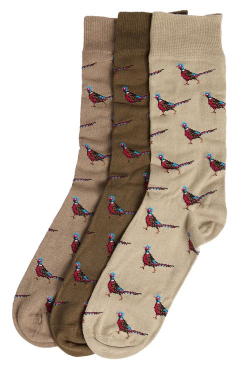Pheasant Assorted 3-Pack Cotton Blend Dress Socks Gift Box
