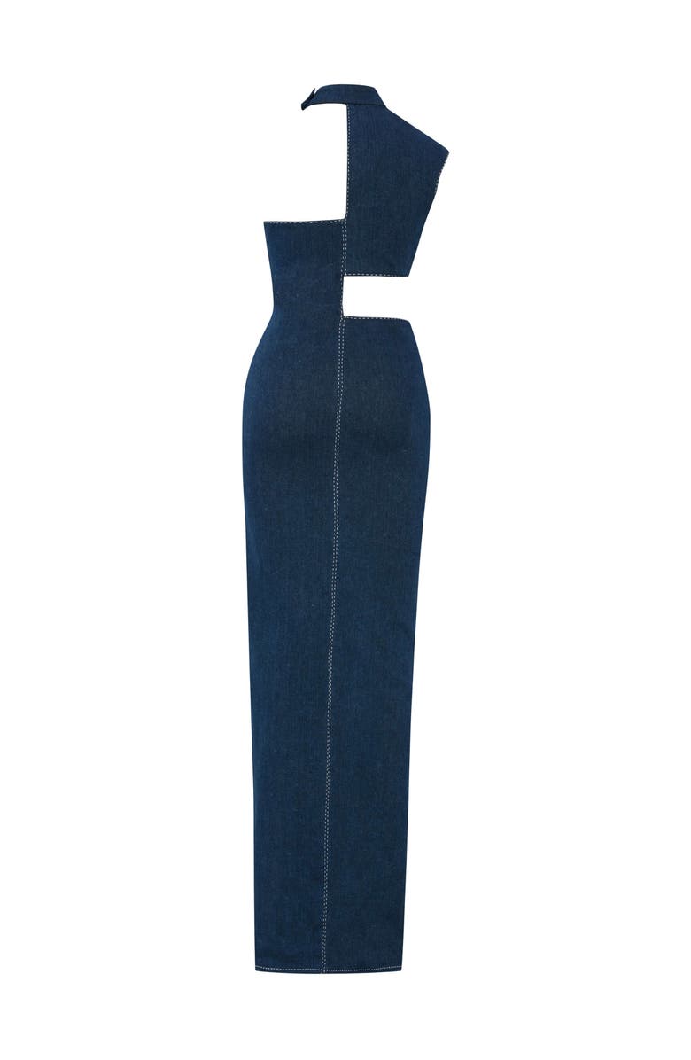 Jendue US Ivy Denim Dress - Asymmetrical Cut-Out Maxi Dress, Alternate, color,