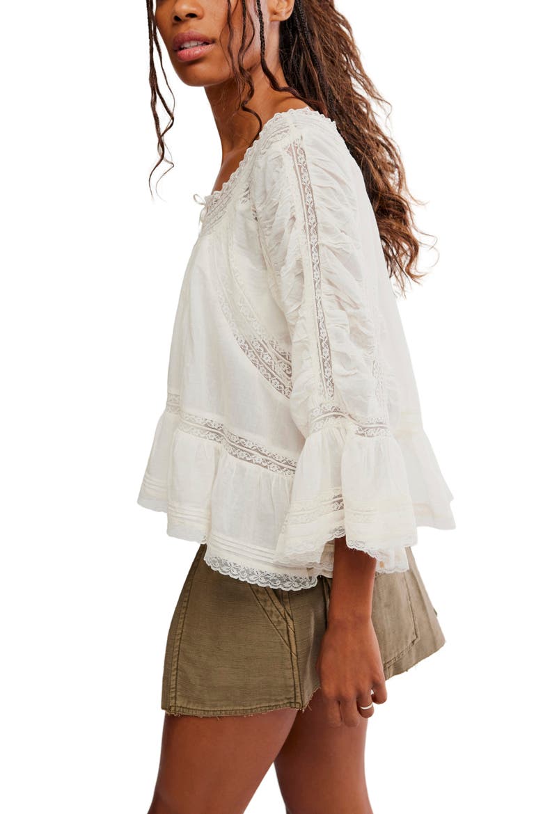 She's a Romantic Lace Detail Cotton Top, Alternate, color, IVORY