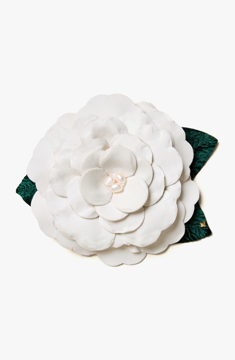 Helena Simon The Large White Gardenia Floral Brooch, Main, color, White