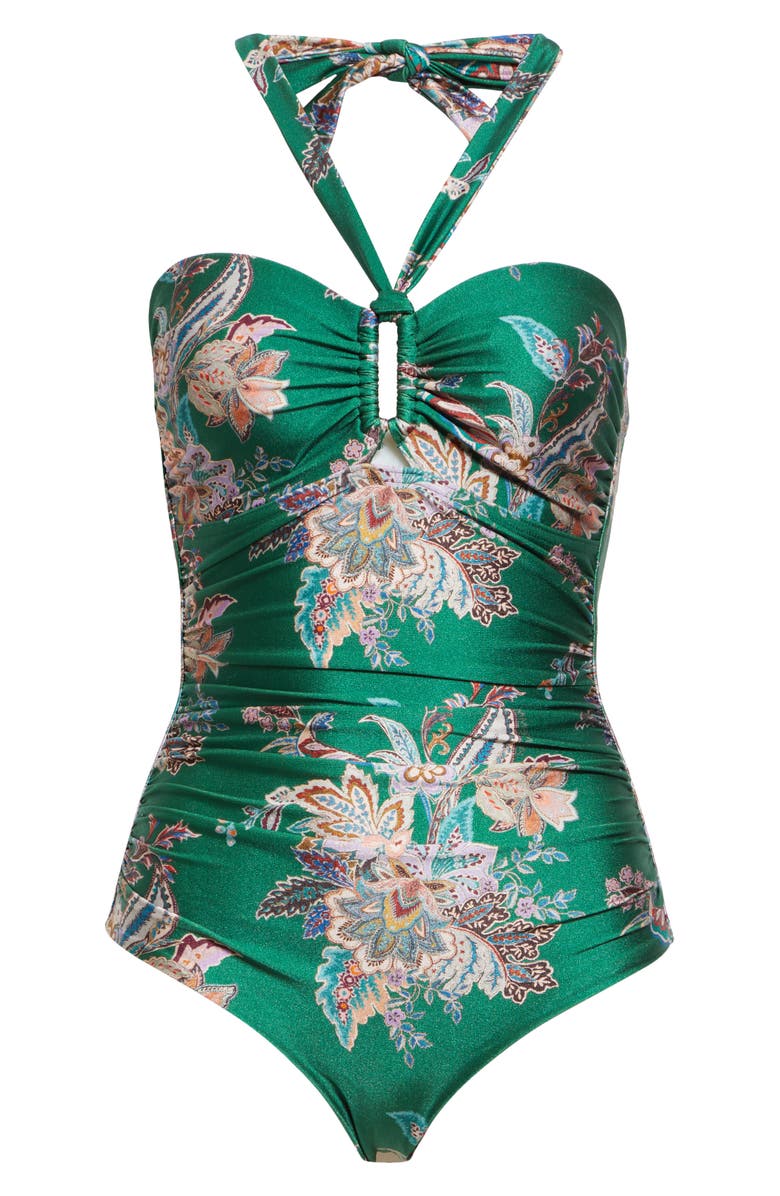 Zimmermann Rhiannon Wide Link One-Piece Halter Swimsuit, Alternate, color, 