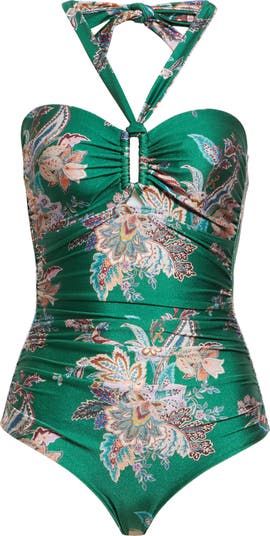 Zimmermann Rhiannon Wide Link One-Piece Halter Swimsuit