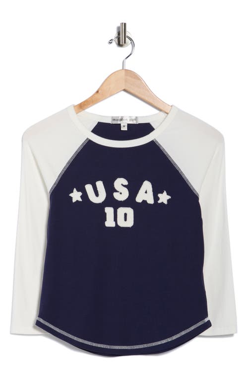 Madden Girl Patch Raglan Tee In Blue