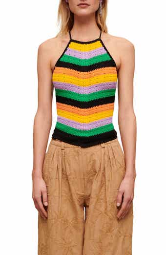 maje Matrix Crochet Halter Neck Top