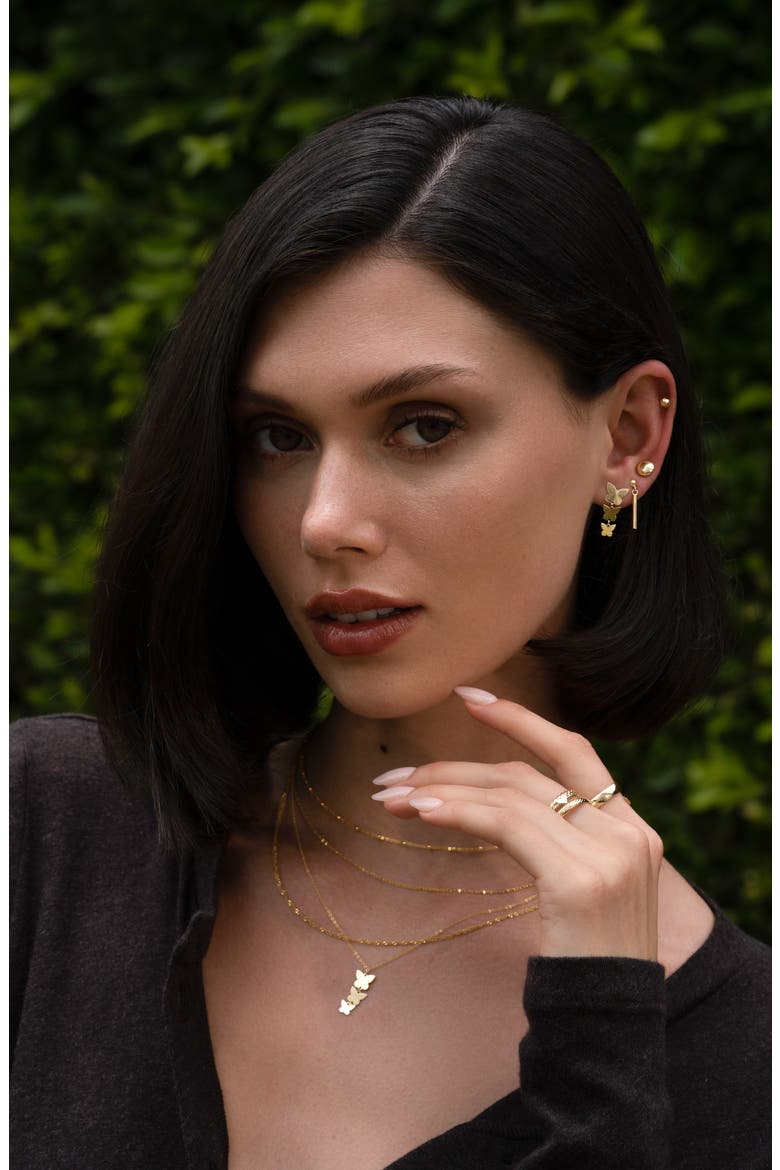 14K Gold Butterfly Drop Earrings (Nordstrom Exclusive), Alternate, color, 14K YELLOW GOLD